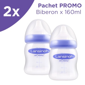 Biberon tetina din silicon flux lent, 160 ml, 2 bucati, Lansinoh