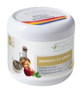 Crema remediu cu argila, otet din cidru de mere si plante, 250ml, Flopharm