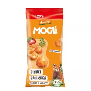 Crutoane Bio cu tomate si morcovi + 20%, 48g, Mogli