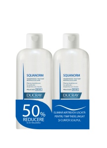 DUCRAY Squanorm sampon matreata uscata, 200ml 1+1-50%