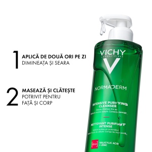 Gel de curatare purifiant pentru ten gras Phytosolution Normaderm, 400ml, Vichy - Img 2