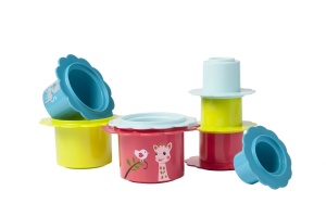 Joc de constructii Piramida de flori Girafa Sophie, +6 luni, 010256, Vulli - Img 2