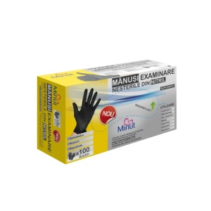 Manusi examinare nitril, nepudrate, negre, S, 100 bucati, Minut