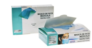 Masca medicala pentru copii 3 straturi, tip II, 20 bucati, Minut