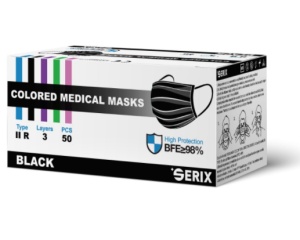 Masca Medicala Tip IIR 3 straturi NEGRU, 50 bucati, Serix - Img 2