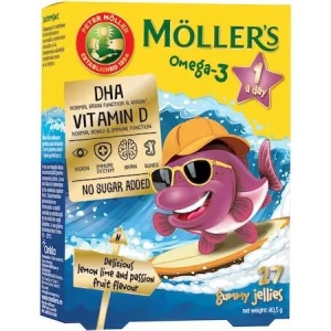MOLLER'S Omega3 aroma lamaie verde si fructul pasiunii, 27pestisori gumati
