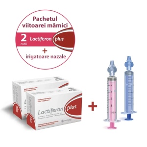 Pachet Lactiferon plus, 20 comprimate, 2 cutii + 2 irigatoare nazale de copii, Meditrina