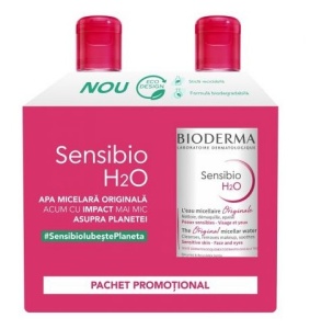 Pachet Sensibio H2O Solutie micelara, 500ml, 2 bucati, Bioderma