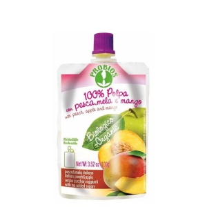Piure bio fara zahar din mere, piersici si mango, 100g, Probios