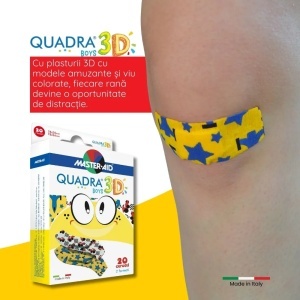 Plasturi pentru copii Quadra 3D Boys Master-Aid, 20 bucati, Pietrasanta Pharma - Img 5