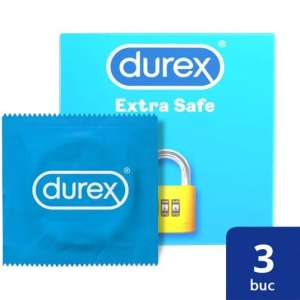 Prezervative Extra Safe, 3 bucati, Durex
