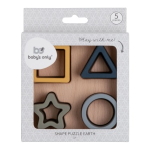 Puzzle cu 4 forme din lemn si silicon, Earth, +6l, Baby's Only - Img 3