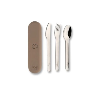 Set de tacamuri din otel inoxidabil + cutie de silicon - Lemon, Citron