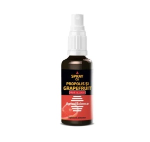 Spray cu propolis si grapefruit fara alcool, 50ml, Apicol Science