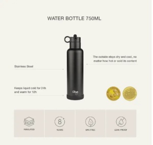 Sticla termos galbena cu pai si design tunet, 750 ml, Citron - Img 6