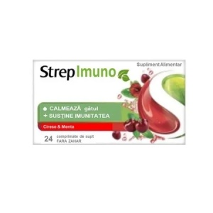 StrepImuno cu cirese, menta si coacaze fara zahar, 24 comprimate de supt, Reckitt