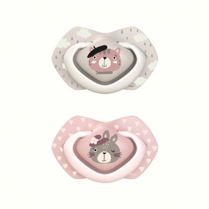 Suzeta simetrica din silicon Bonjour Paris 18l+ pink, 22/649, 2 bucati, Canpol - Img 2