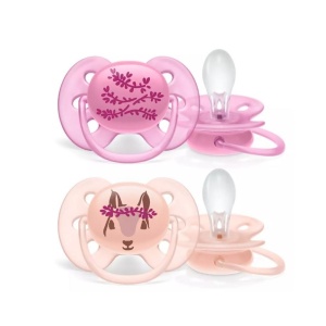 Suzete Ultra Soft, 6-18 luni, 2 bucati, Roz/Corai, SCF223/04, Philips Avent