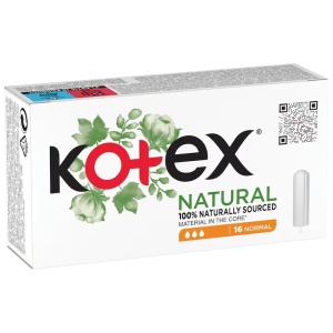 Tampoane interne din bumbac Natural Normal, 3 picaturi, 16 bucati, Kotex