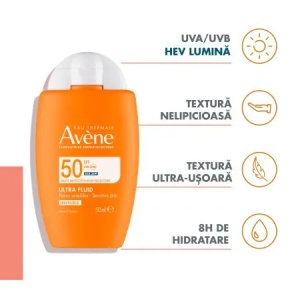 Ultra-Fluid cu protectie solara SPF50 + TriasorB fara parfum, 50ml, Avene - Img 5