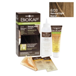 Vopsea permanenta pentru par Nutricolor Delicato, nuanta Natural Light Blond 8.03, 140 ml, Biokap