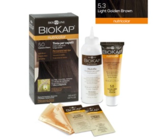 Vopsea permanenta pentru par Nutricolor, nuanta Light Golden Brown 5.3, 140 ml, Biokap