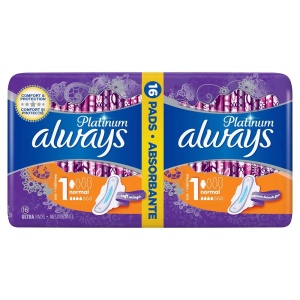 Absorbante Always Platinum Ultra Normal Plus Duo, 16 bucati, Marimea 1, P&G