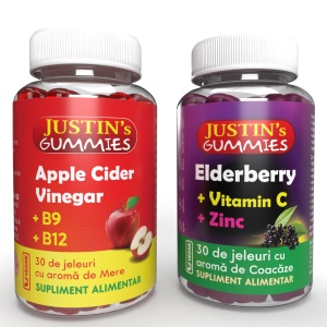Apple Cider Vinegar, 30jeleuri, + Elderberry+Vitamina C+Zinc, 30jeleuri, Justin Pharma