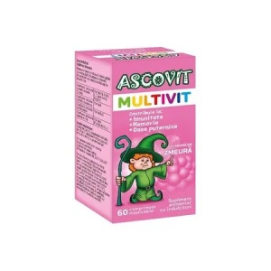 Ascovit multivit cu aroma de zmeura, 60 comprimate masticabile, Perrigo