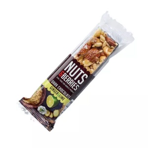 Baton crocant Ginger&Lime cu nuci, ciocolata neagra, ghimbir si lime eco, 40g, Nutsandberries