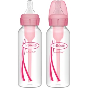 Biberon din plastic anti-colici cu gat ingust, 250ml, roz, 2 bucati, 82305, Dr. Browns - Img 2