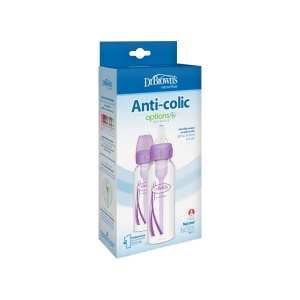 Biberon din plastica anti-colici cu gat ingust, 250ml, violet, 2 bucati, SB82505, Dr. Browns