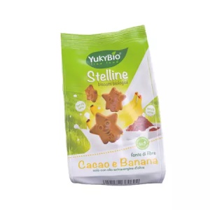 Biscuiti Stelline cu banane si cacao bio, 120g, YukyBio