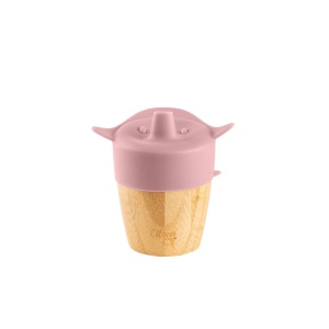 Cana din bambus cu pai si capac - Blush Pink, 180ml, Citron - Img 3