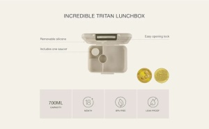 Caserola pentru pranz din tritan cu 4 compartimente, galbena cu design tunet, Citron - Img 5