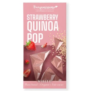 Ciocolata albă cu căpșuni și quinoa, 60g, Benjamissimo - Img 2