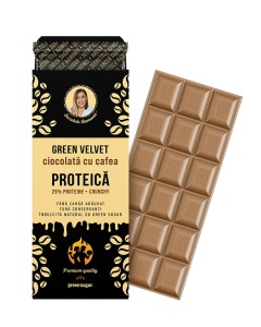 Ciocolata cu cafea proteica fara zahar Green Velvet, Secretele Ramonei, 100g, Remedia