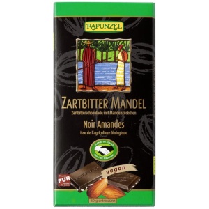 Ciocolata eco amaruie cu migdale si 55% cacao vegana, 80g, Rapunzel