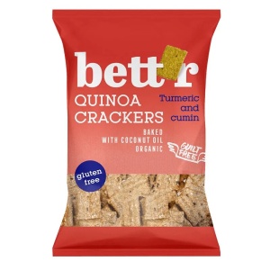Crackers eco cu quinoa si turmeric fara gluten, 100g, Bettr