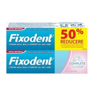Pachet crema adeziva proteza dentara Fixodent Original 1 + 1-50%, P&G