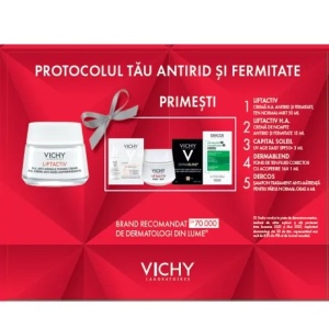 Pachet Crema antirid si fermitate pentru ten normal-mixt Liftactiv H.A. + Crema de noapte antirid si fermitate, 15ml, Vichy - Img 2