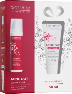Pachet Lotiune Activa Acne Out, 60ml + Gel de curatare Acne Out Oxy Wash, 50ml, Biotrade