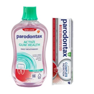 Pachet Pasta de dinti Complete Protection Whitening Parodontax, 75ml + Apa de gura Daily Gum Care Fresh Mint Parodontax, 500ml, GSK
