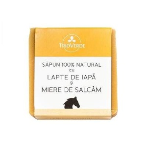 Sapun natural cu lapte de iapa si miere de salcam, 110g, Trio Verde