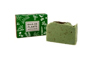 Sapun natural cu menta si salvie, 100g, Baia de Plante