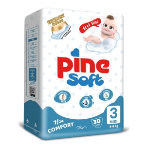 Scutece pentru bebelusi Midi nr. 3, 4-9kg, 30 bucati, Pine Soft