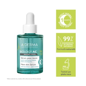 Serum peeling de noapte Biology AC, 30ml, A-Derma - Img 3