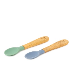 Set 2 linguri din silicon si bambus - Green/Dusty Blue, Citron - Img 3