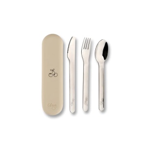 Set de tacamuri din otel inoxidabil + cutie de silicon - Cream Cherry, Citron