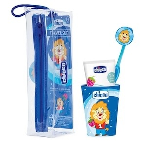 Set travel periuta de dinti 3-6ani + pasta de dinti12l+, roz/albastru, Chicco - Img 2